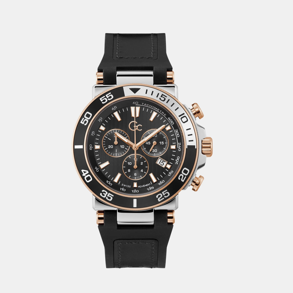 GC Round Black Chronograph watch