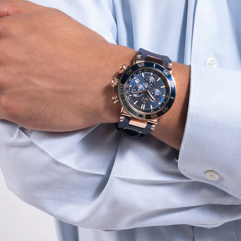 One Sport Chrono Men Quartz Blue Dial Chronograph Silicone Watch Z14008G7MF