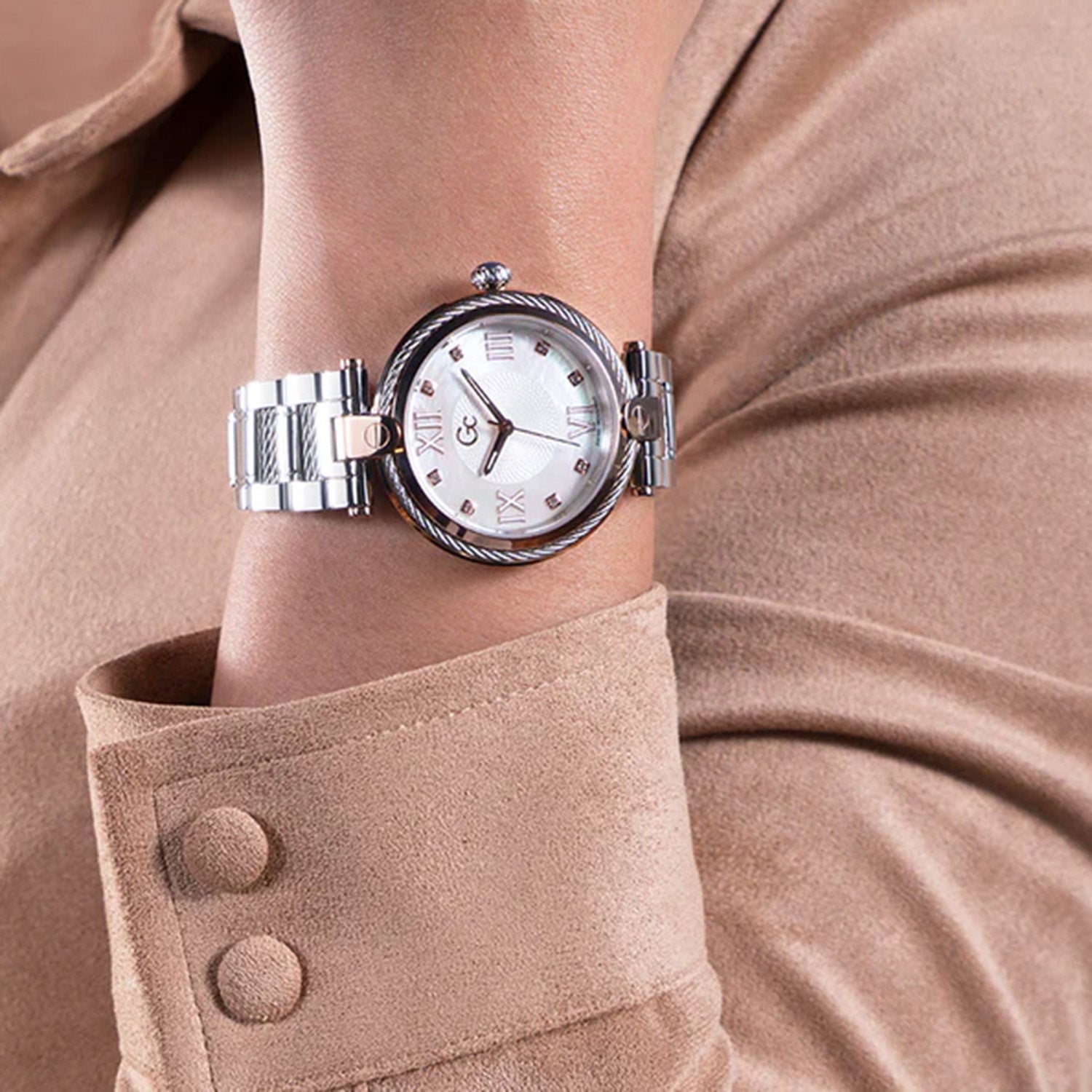 Fusion Cable Women Quartz White Dial Analog Stainless Steel Watch Z15002L1MF