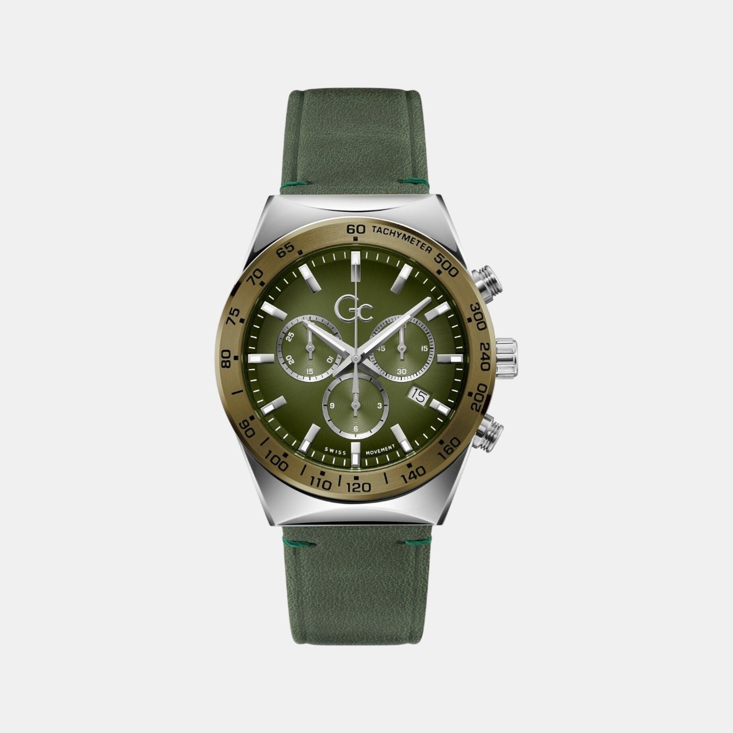 Clubhouse Chrono Men Quartz Green Dial Chronograph Leather Watch Z17004G9MF