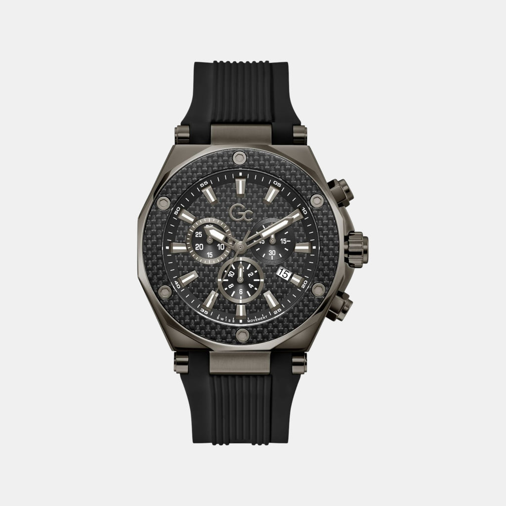 Sportchic Men Quartz Black Dial Chronograph Silicone Watch Z18009G2