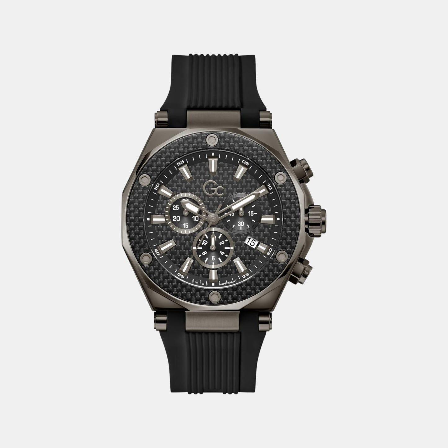 Sportchic Men Quartz Black Dial Chronograph Silicone Watch Z18009G2