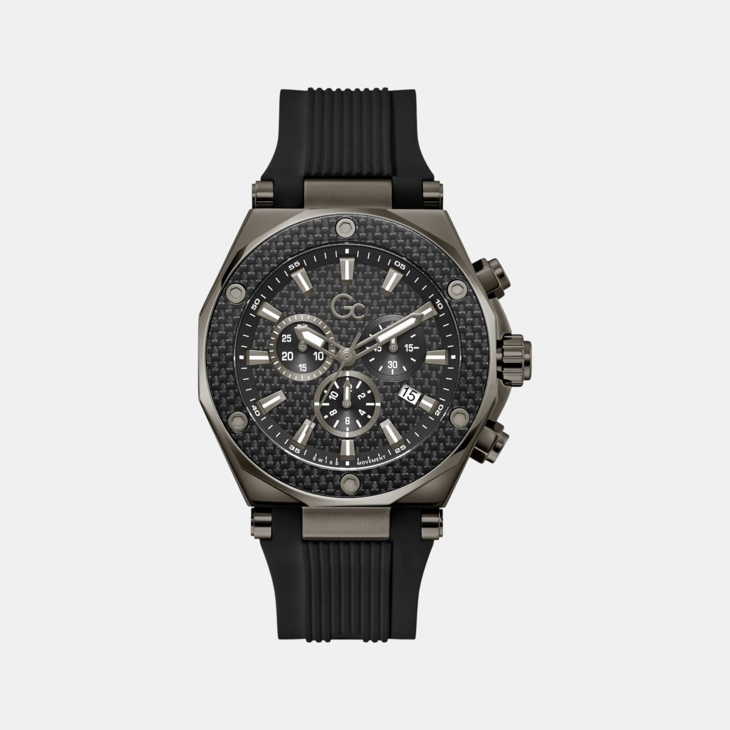 Sportchic Men Quartz Black Dial Chronograph Silicone Watch Z18009G2