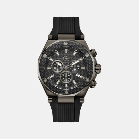 Sportchic Men Quartz Black Dial Chronograph Silicone Watch Z18009G2