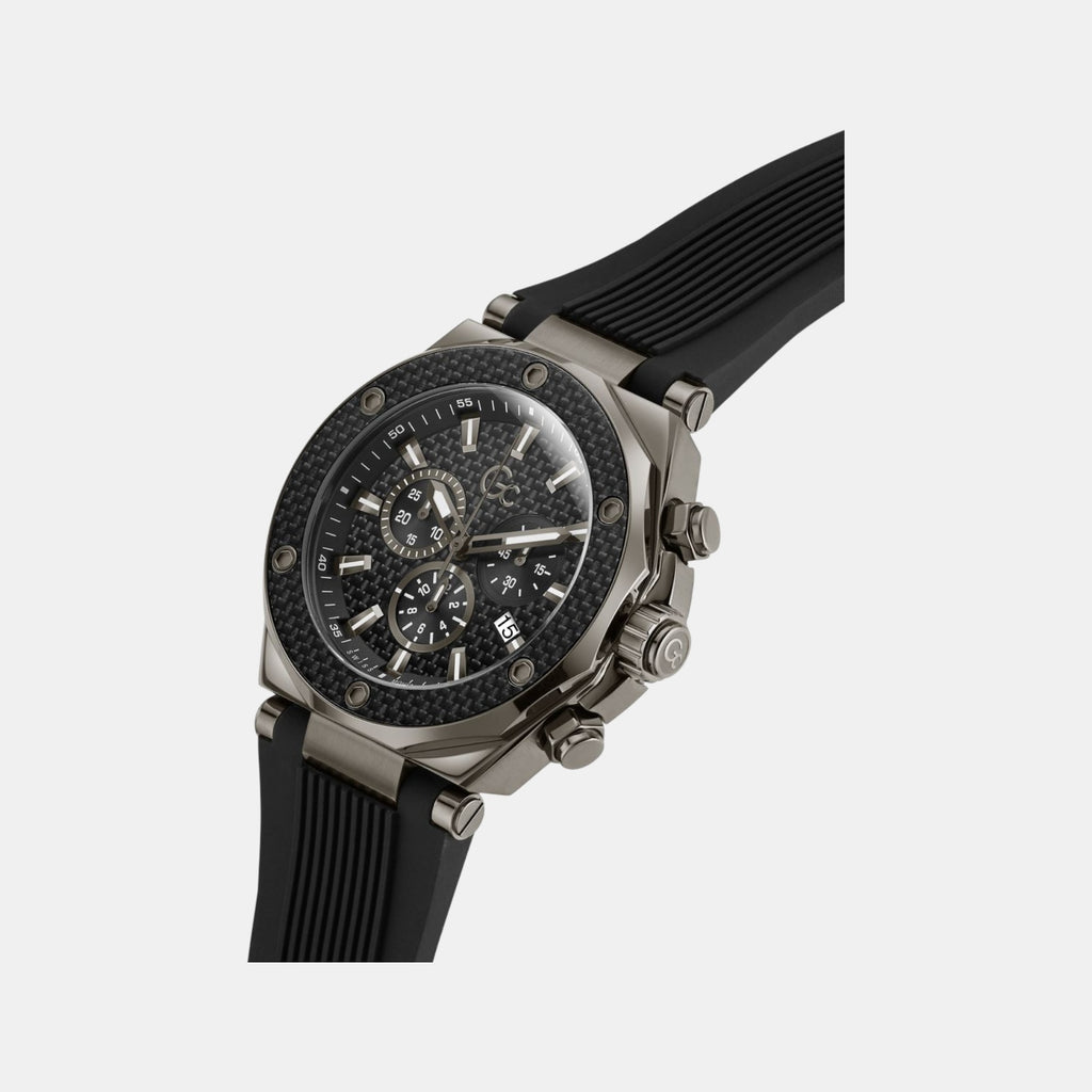 Sportchic Men Quartz Black Dial Chronograph Silicone Watch Z18009G2