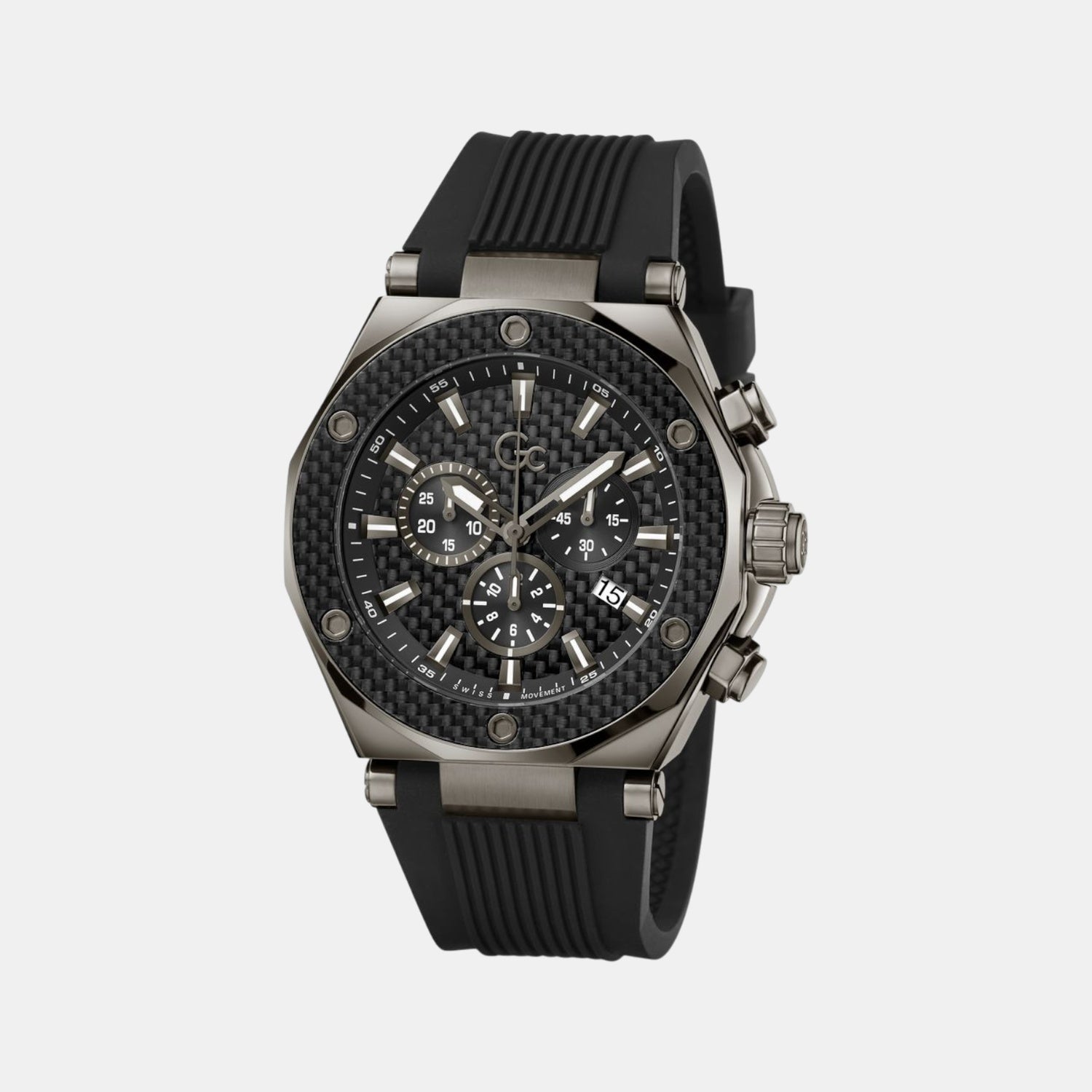 Sportchic Men Quartz Black Dial Chronograph Silicone Watch Z18009G2