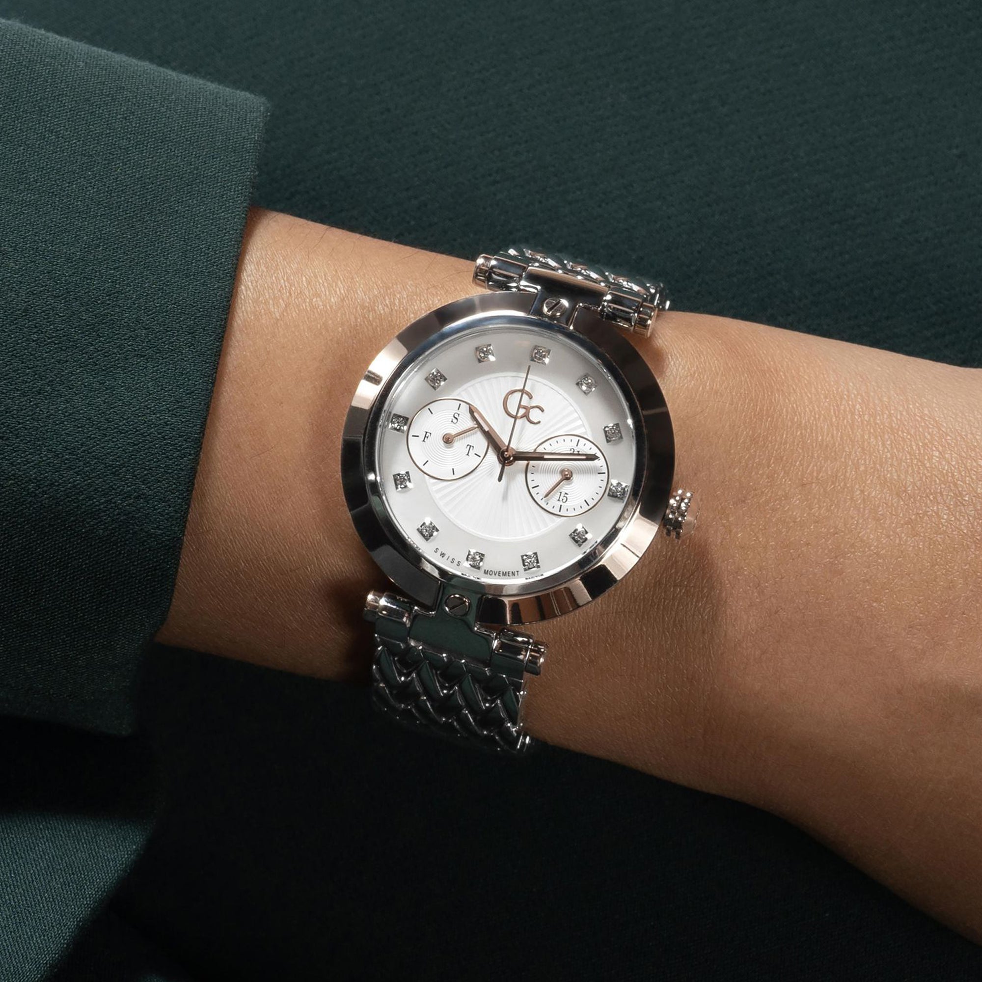 GC 36.5 mm Silver Quartz watch