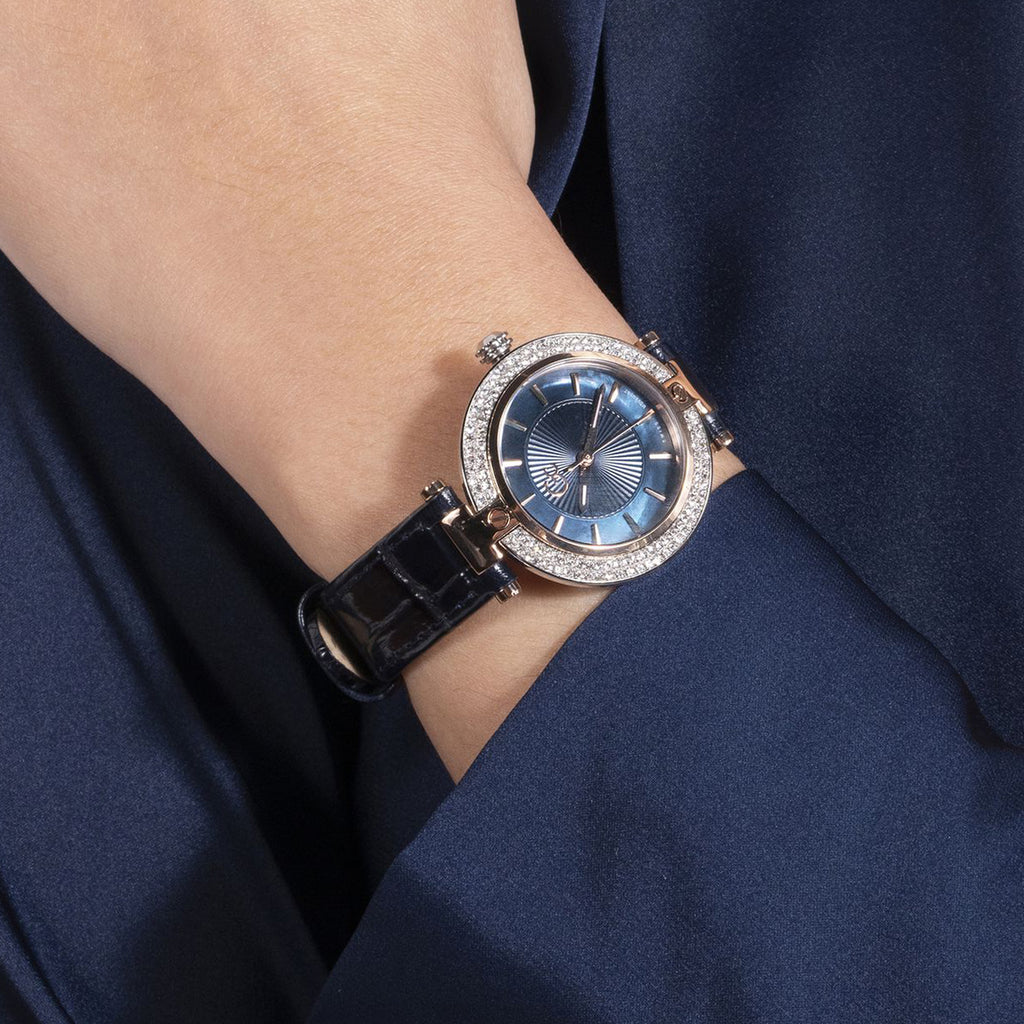 Vogue Ladies Women Quartz Blue Dial Analog Leather Watch Z22003L7MF