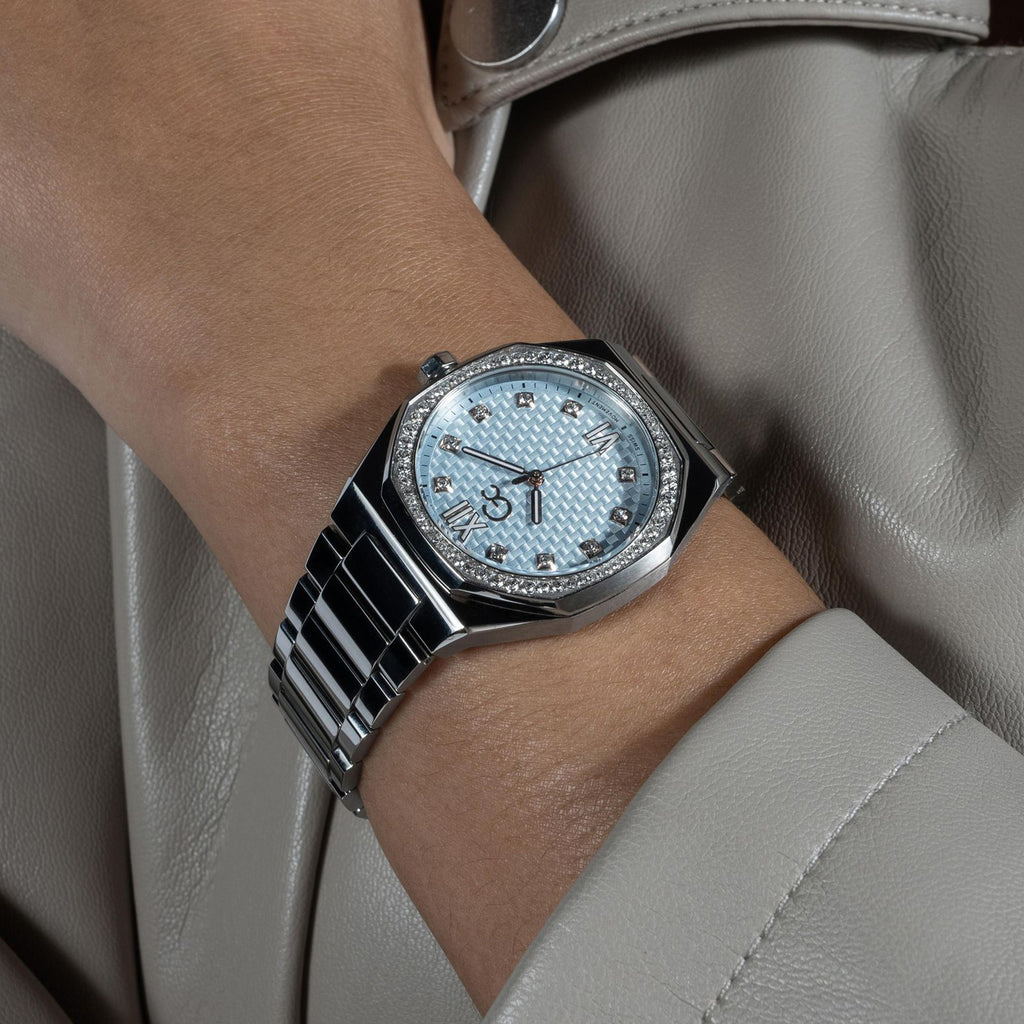 Coussin Sleek Women Quartz Blue Dial Analog Stainless Steel Watch Z25003L7MF