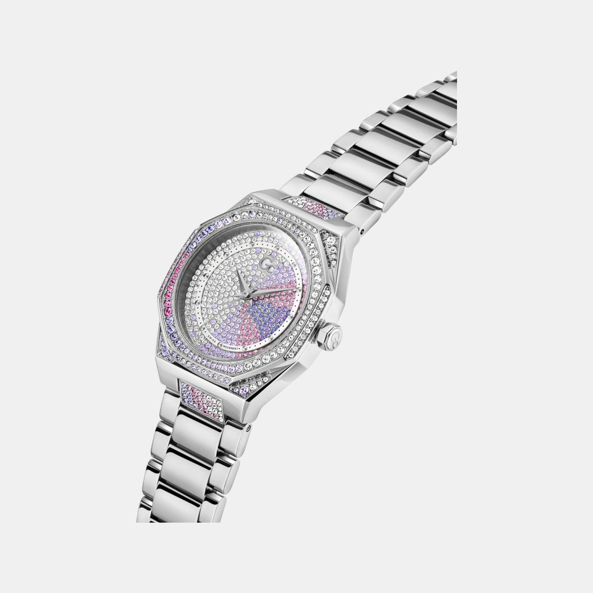 Gsp Coussin Women Quartz Purple Dial Analog Stainless Steel Watch Z25011L3
