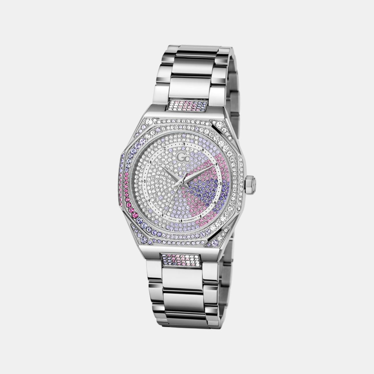 Gsp Coussin Women Quartz Purple Dial Analog Stainless Steel Watch Z25011L3