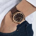 Coussin Sleek Men Quartz Brown Dial Analog Leather Watch Z26005G4MF