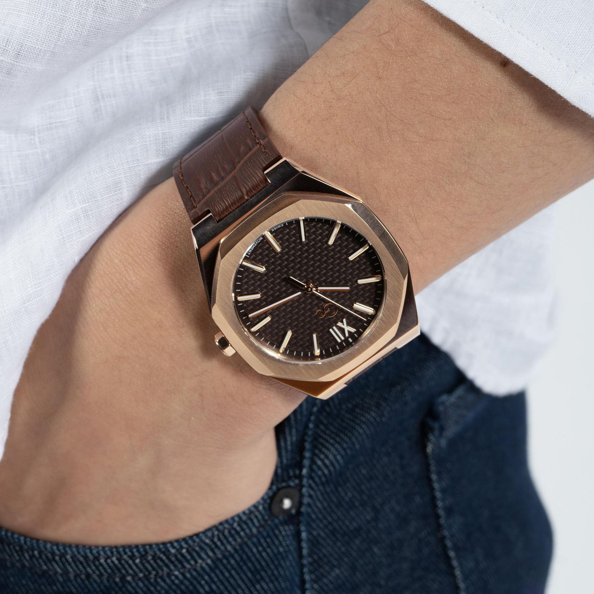 Coussin Sleek Men Quartz Brown Dial Analog Leather Watch Z26005G4MF