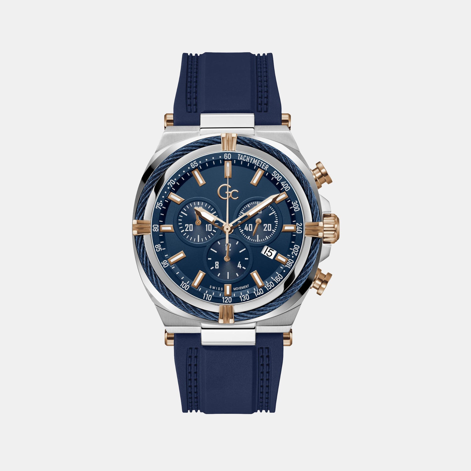 Male Blue Chronograph Silicone Watch Z32003G7MF – Just In Time