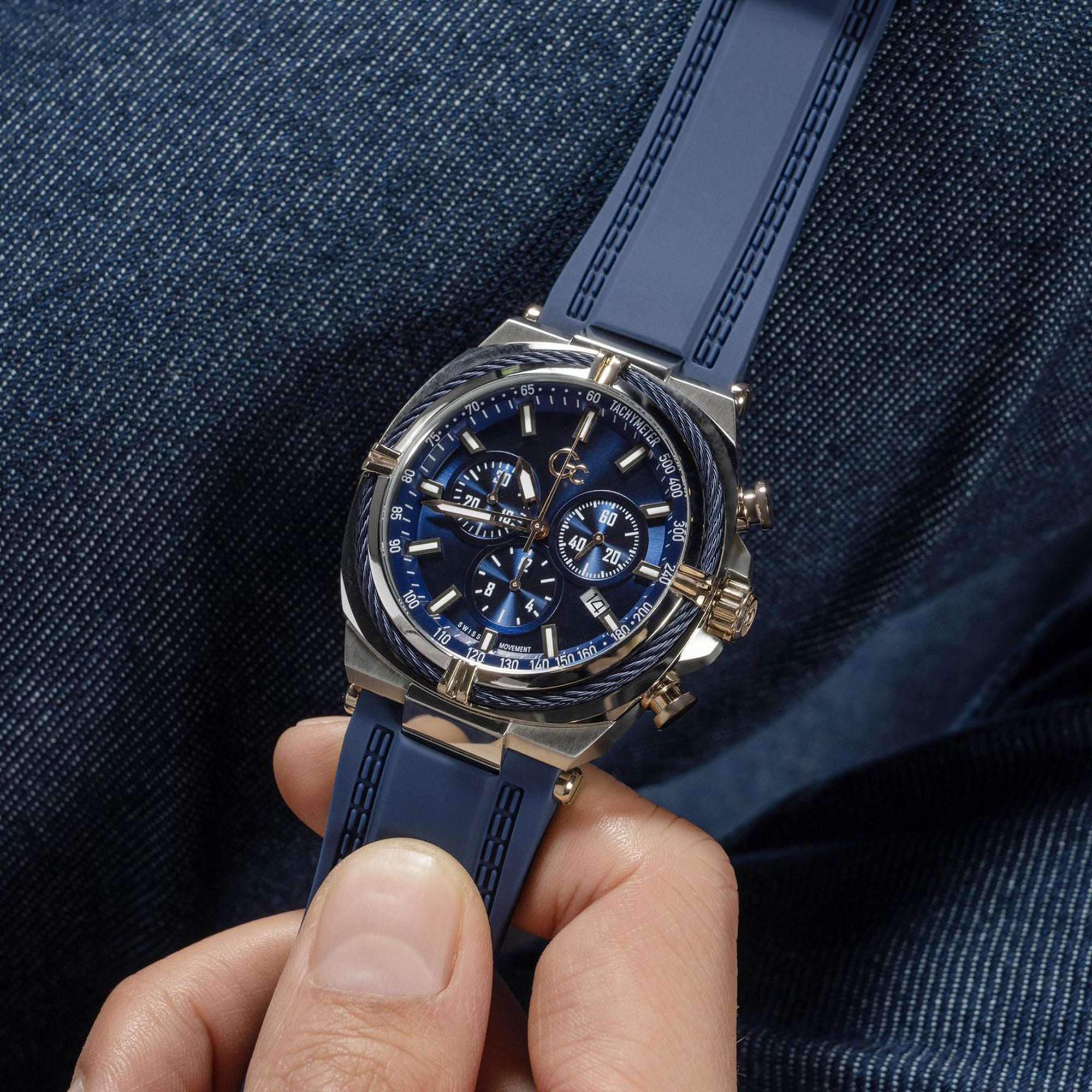 Men's Blue Chronograph Silicone Watch Z32003G7MF