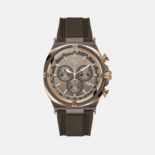 Male Brown Chronograph Silicone Watch Z32004G1MF