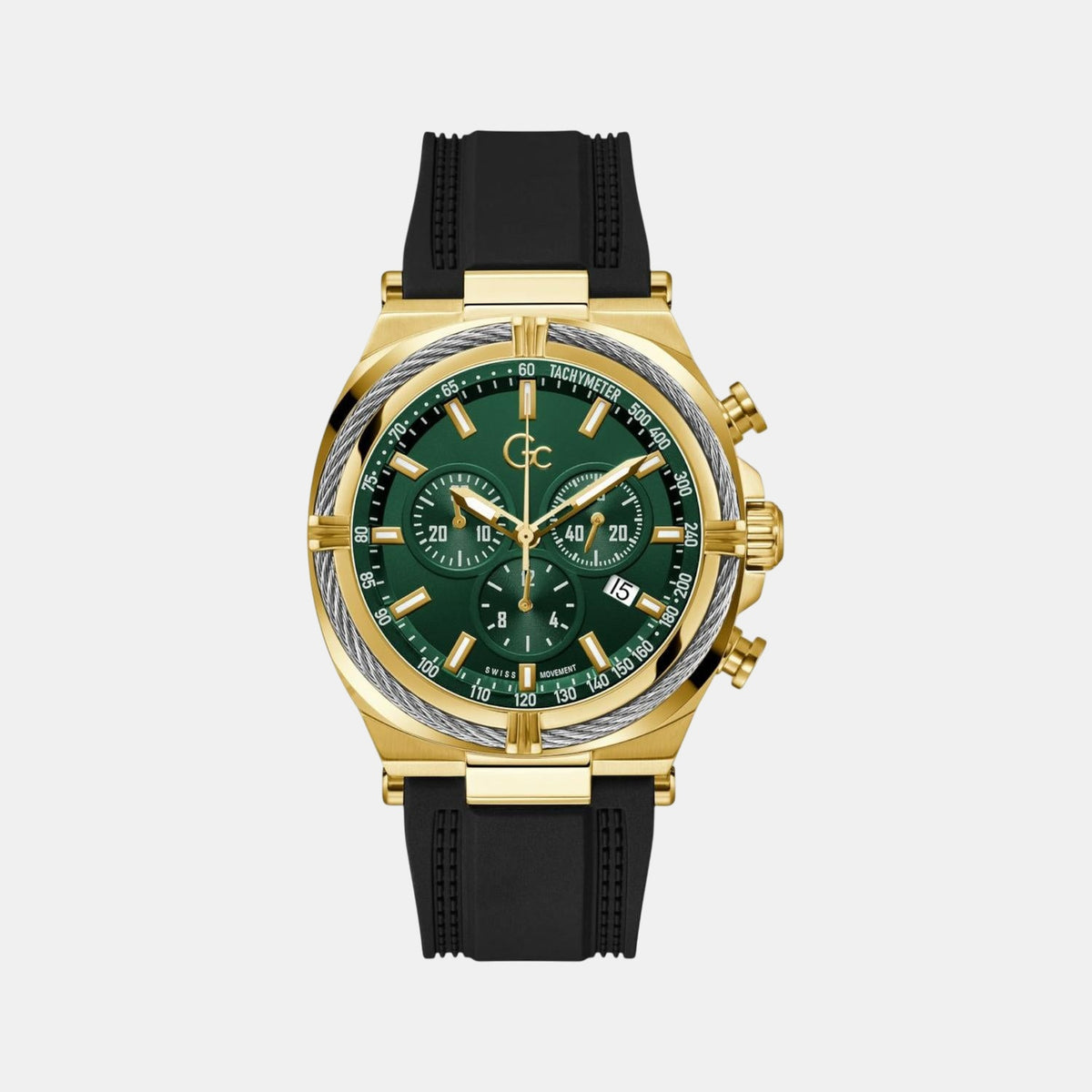 Ironclass Men Quartz Green Dial Chronograph Silicone Watch Z32006G9