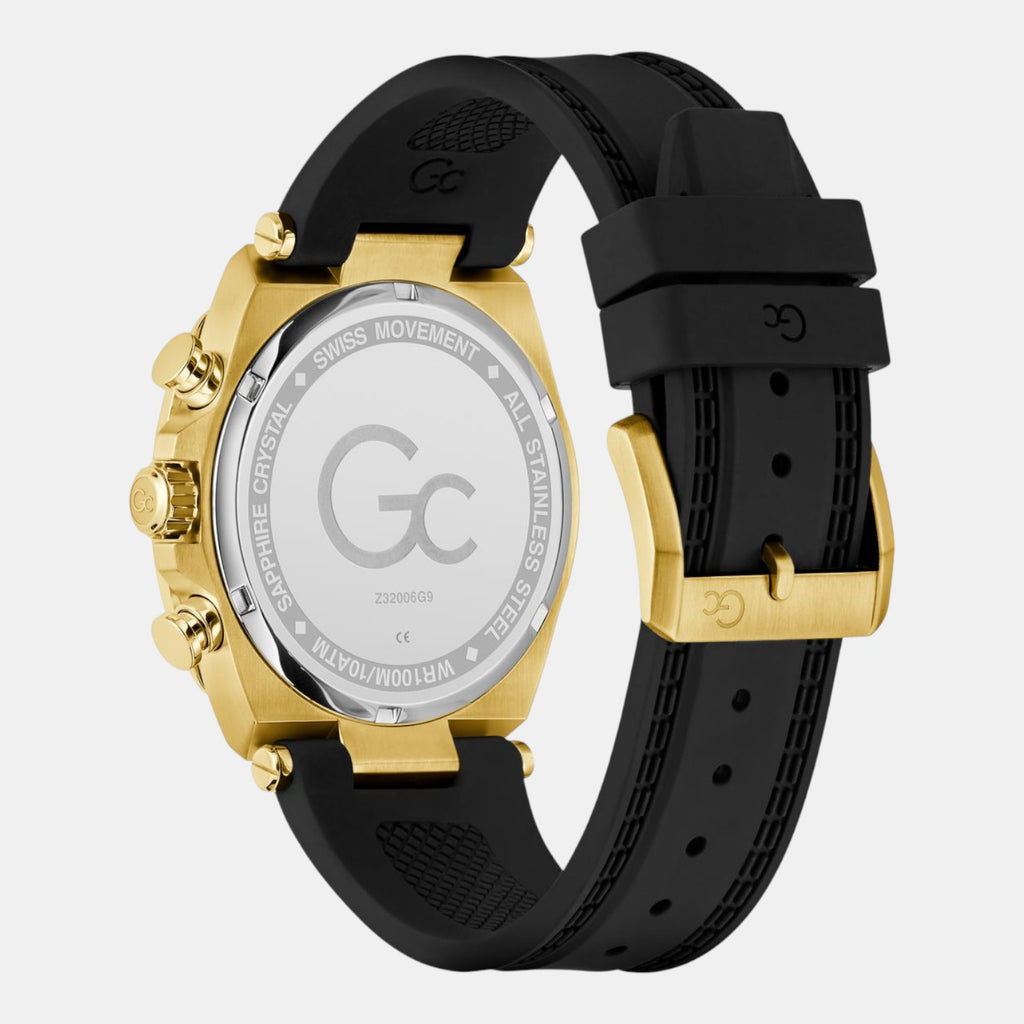 Gc Sportchic Men Quartz Green Dial Chronograph Silicone Watch Z32006G9