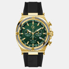 Gc Sportchic Men Quartz Green Dial Chronograph Silicone Watch Z32006G9