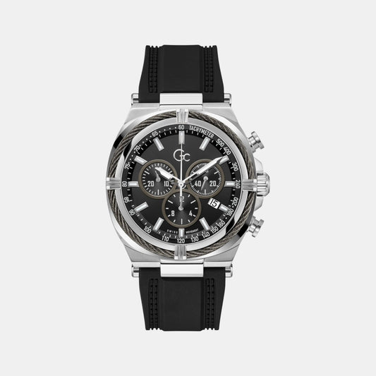 Gc Ironclass Men Quartz Black Dial Chronograph Silicone Watch Z32007G2
