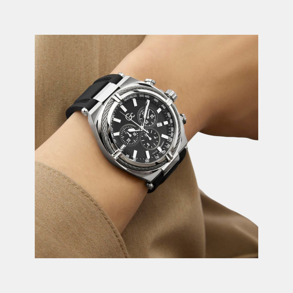 Gc Ironclass Men Quartz Black Dial Chronograph Silicone Watch Z32007G2