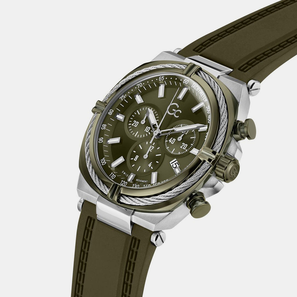 Sportchic Men Quartz Green Dial Chronograph Silicone Watch Z32008G9