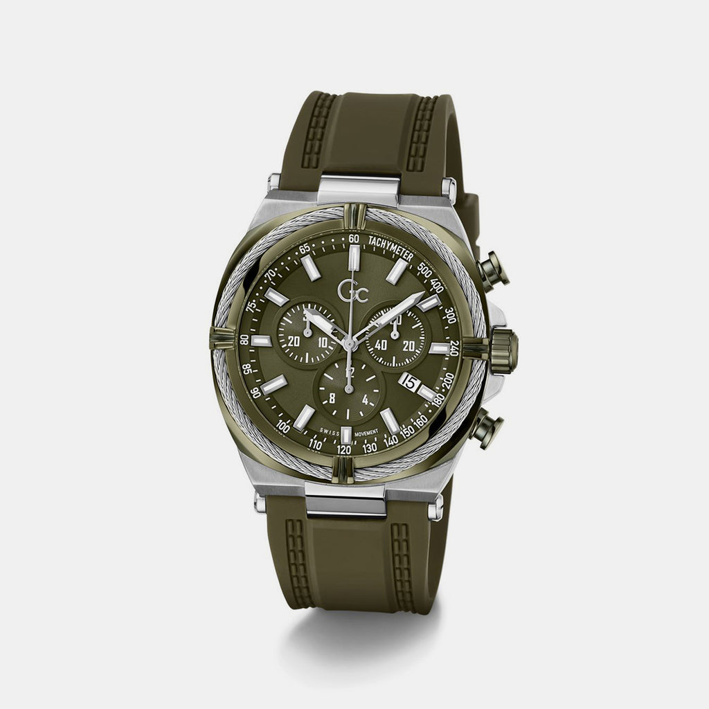 Sportchic Men Quartz Green Dial Chronograph Silicone Watch Z32008G9