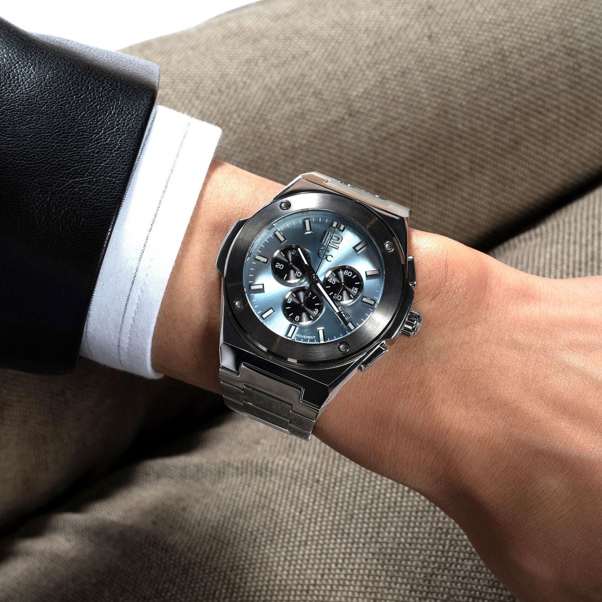 Men Quartz Blue Dial Chronograph Stainless Steel Watch Z33001G7MF