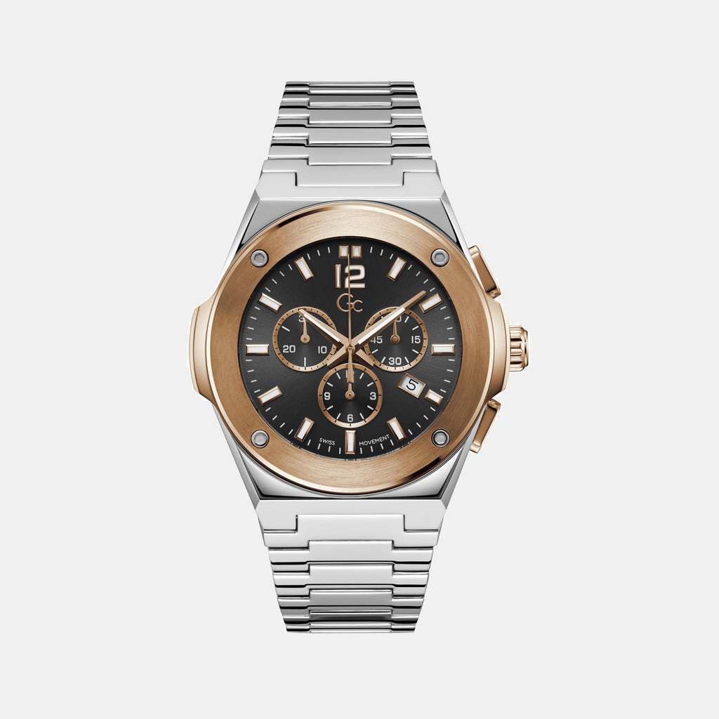 GC Round Black Chronograph watch