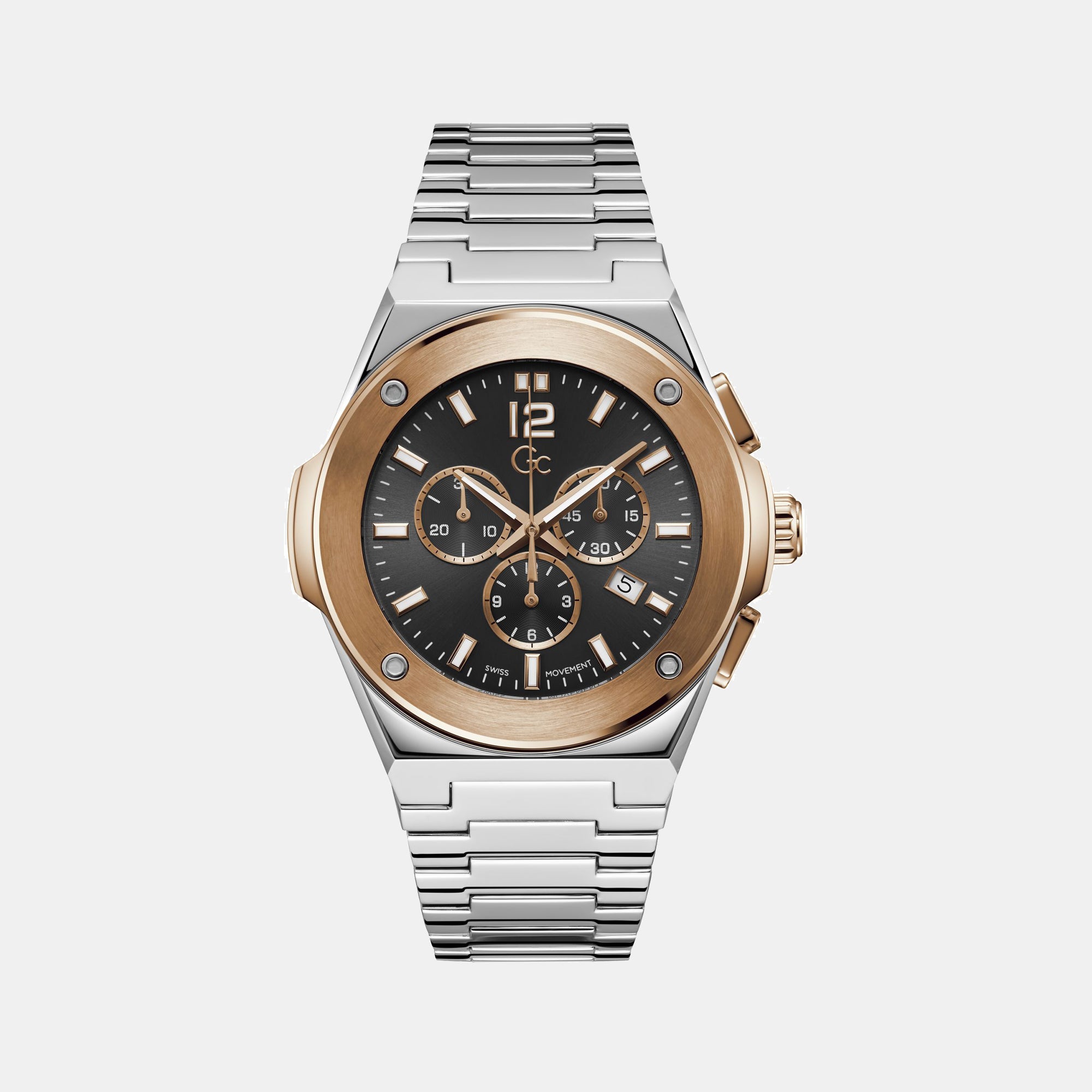 GC Round Black Chronograph watch