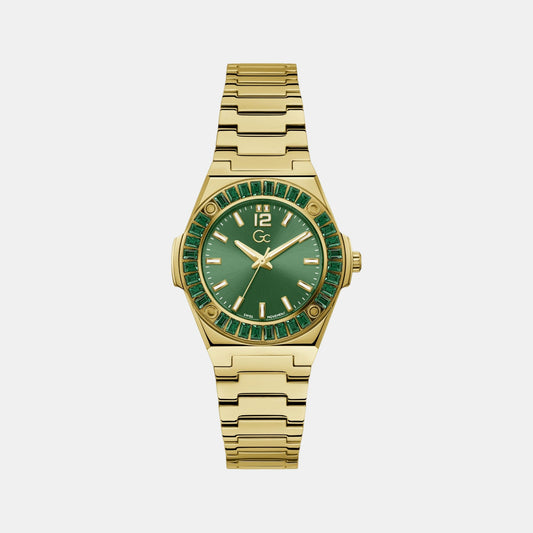 Idol Women Quartz Green Dial Analog Stainless Steel Watch Z34002L9MF