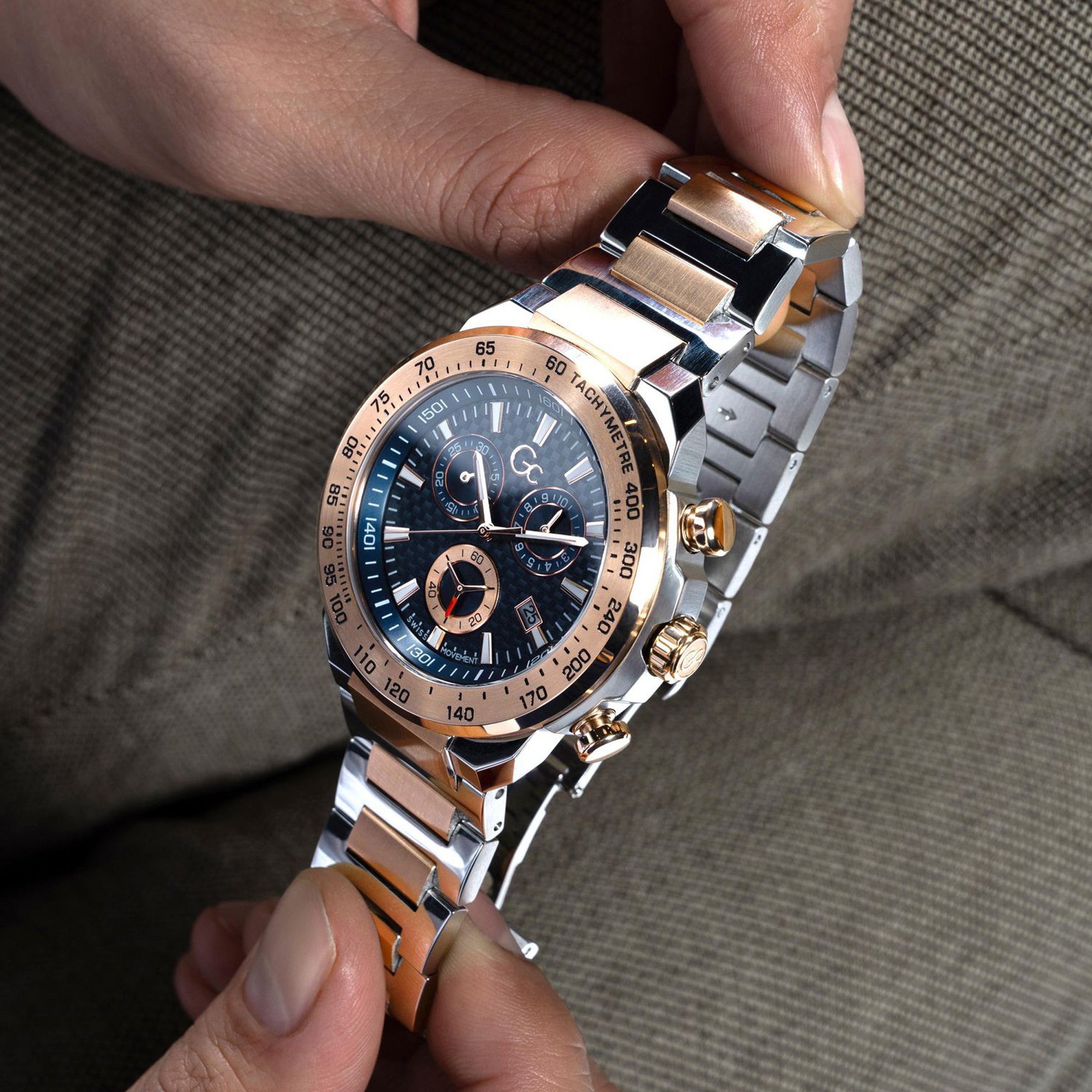 First Class Chrono Men Quartz Blue Dial Chronograph Stainless Steel Watch Z35001G7MF