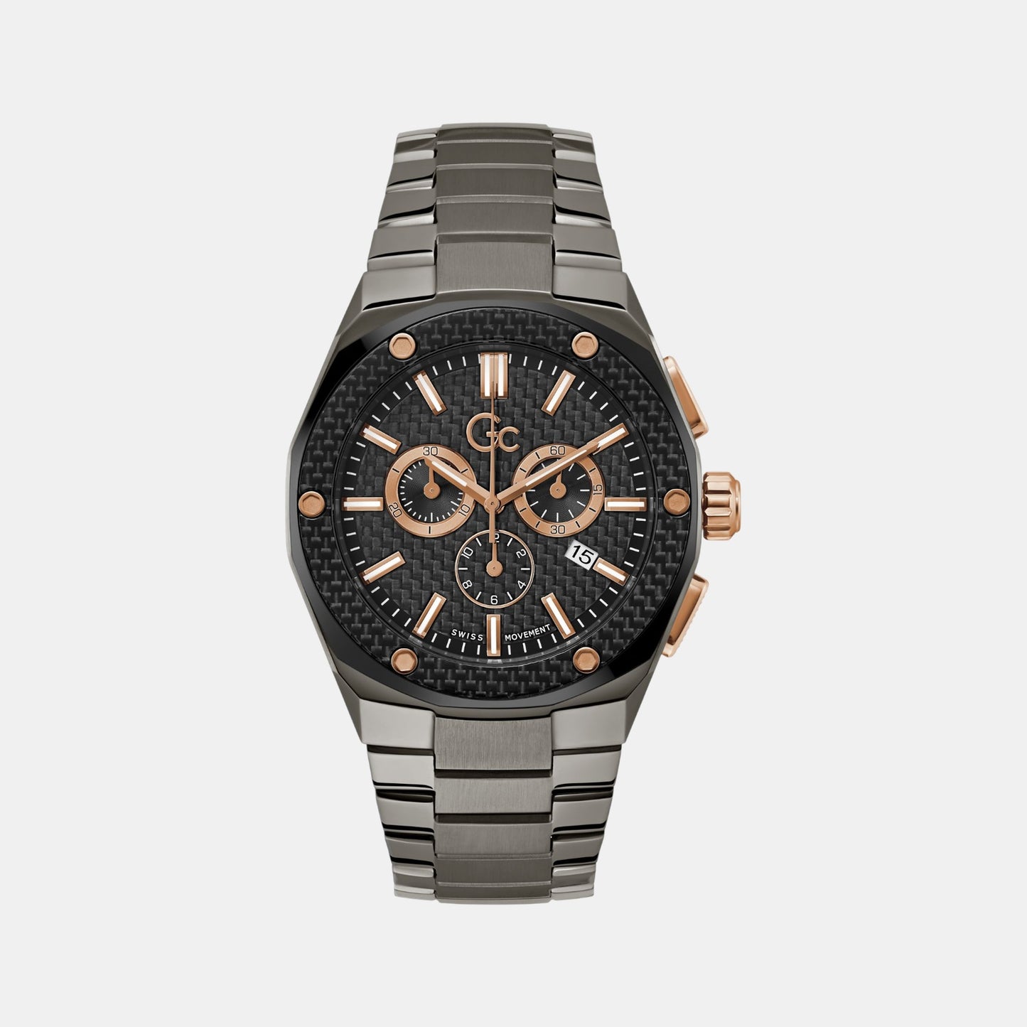 Fiber Men Quartz Black Dial Chronograph Stainless Steel Watch Z37002G2MF