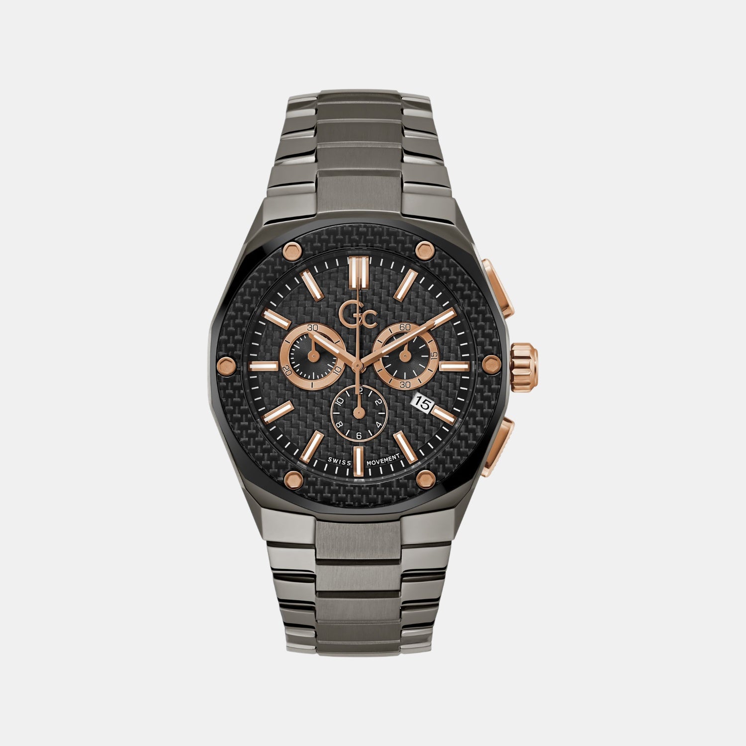 Fiber Men Quartz Black Dial Chronograph Stainless Steel Watch Z37002G2MF