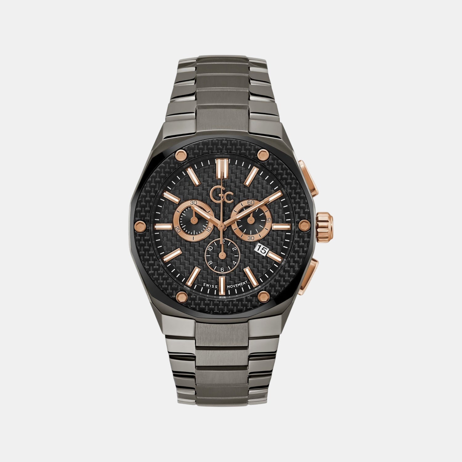 Fiber Men Quartz Black Dial Chronograph Stainless Steel Watch Z37002G2MF