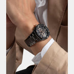 Fiber Men Quartz Black Dial Chronograph Stainless Steel Watch Z37002G2MF