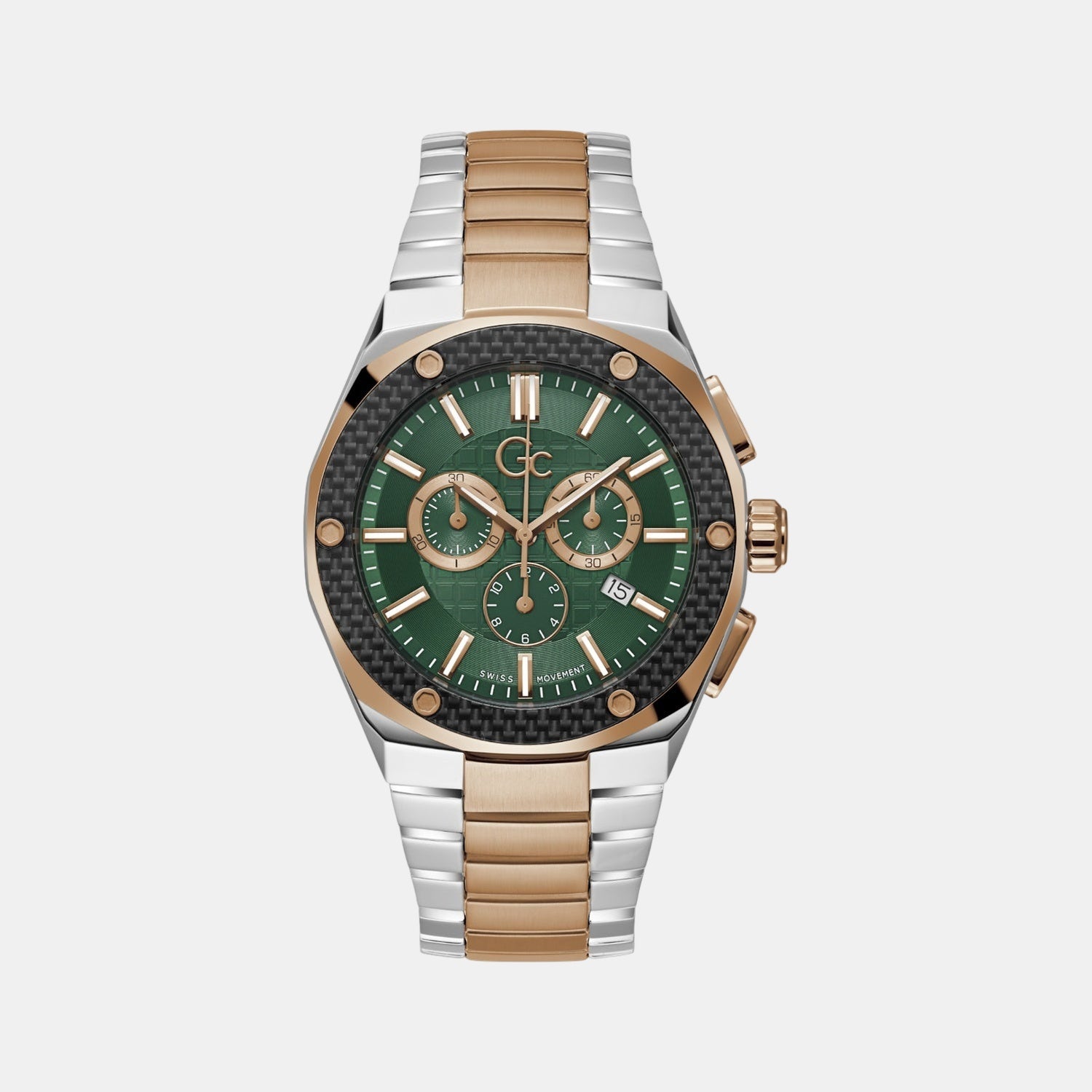 Fiber Men Quartz Green Dial Chronograph Stainless Steel Watch Z37003G3MF