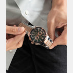 Fiber Men Quartz Green Dial Chronograph Stainless Steel Watch Z37003G3MF