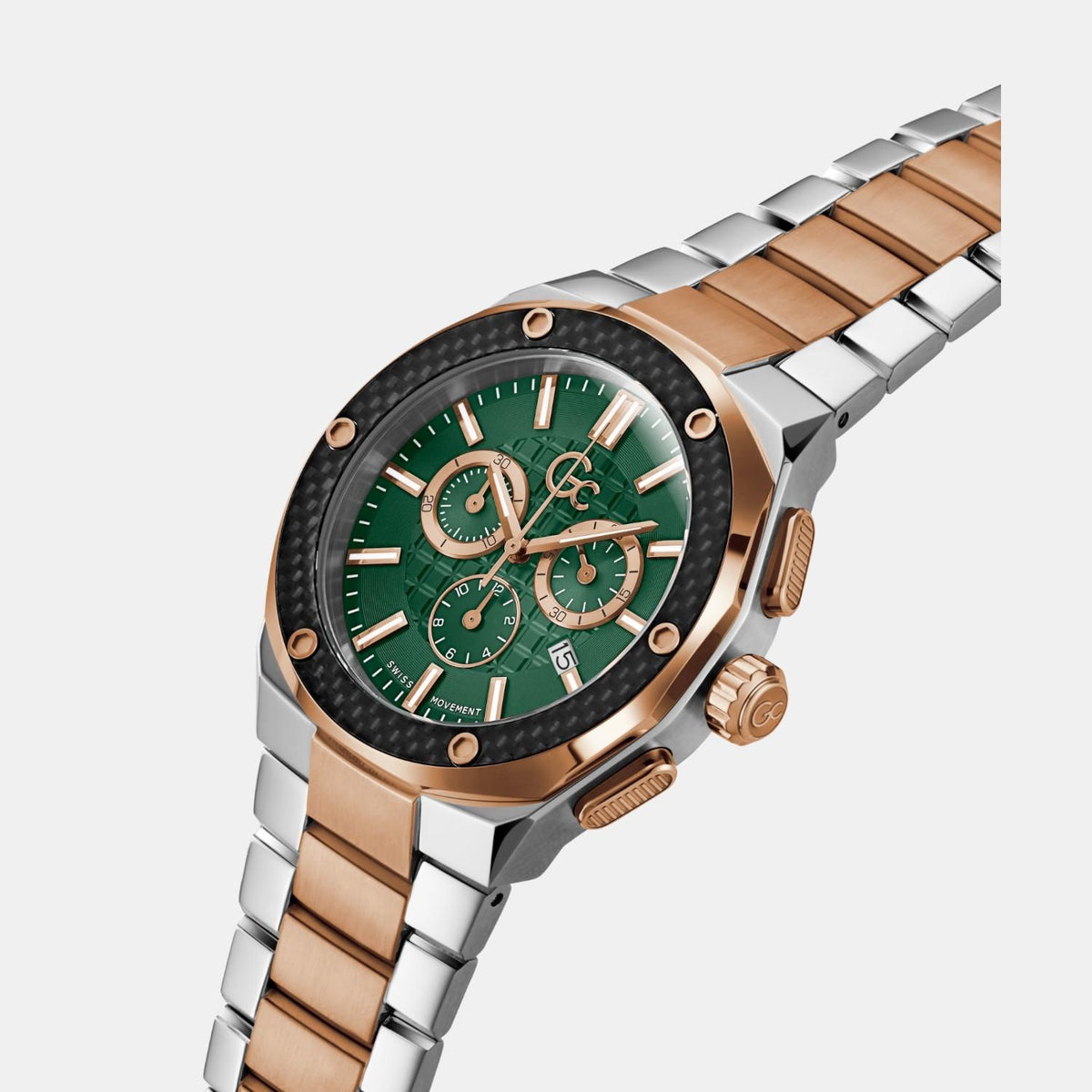 Fiber Men Quartz Green Dial Chronograph Stainless Steel Watch Z37003G3Mf