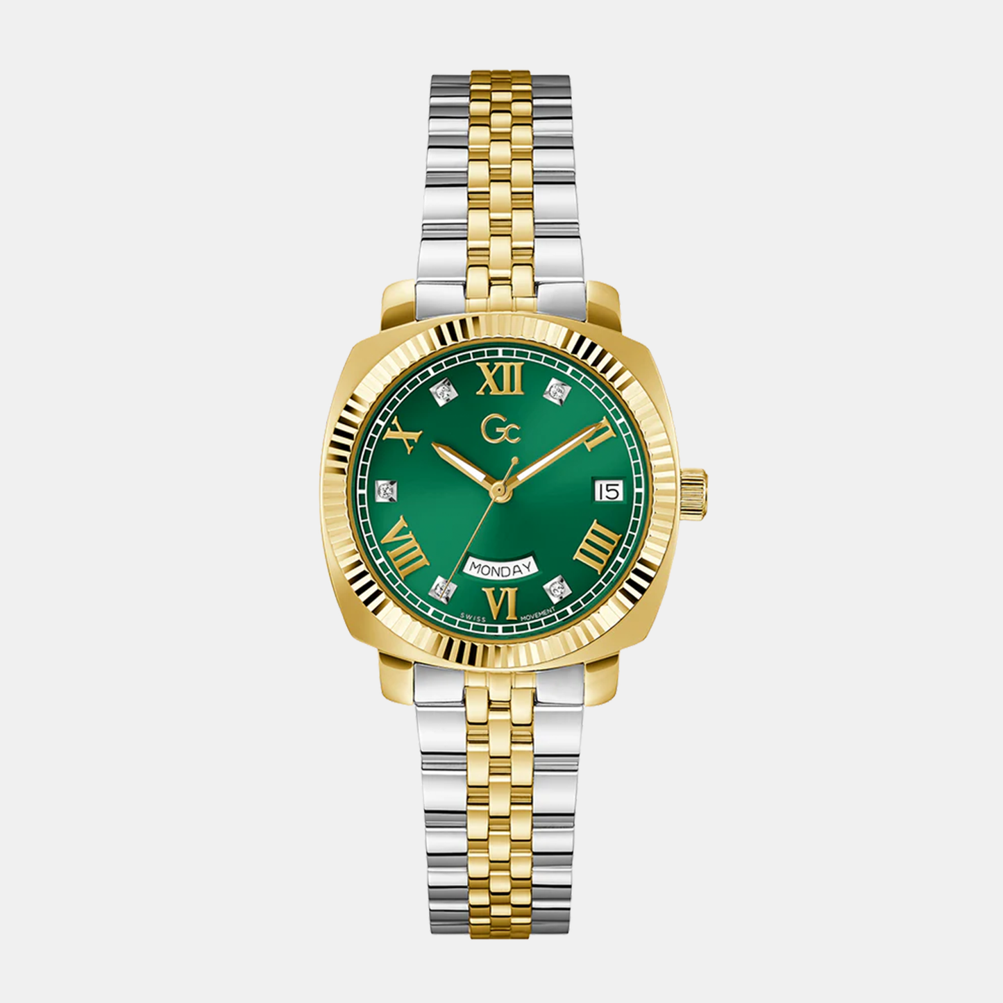 Flair Coussin Lady Women Quartz Green Dial Analog Stainless Steel Watch Z44002L9MF