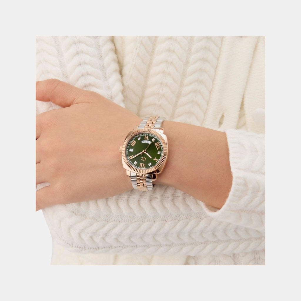 Gc Flair Coussin Lady Women Quartz Green Dial Analog Stainless Steel Watch Z44004L3