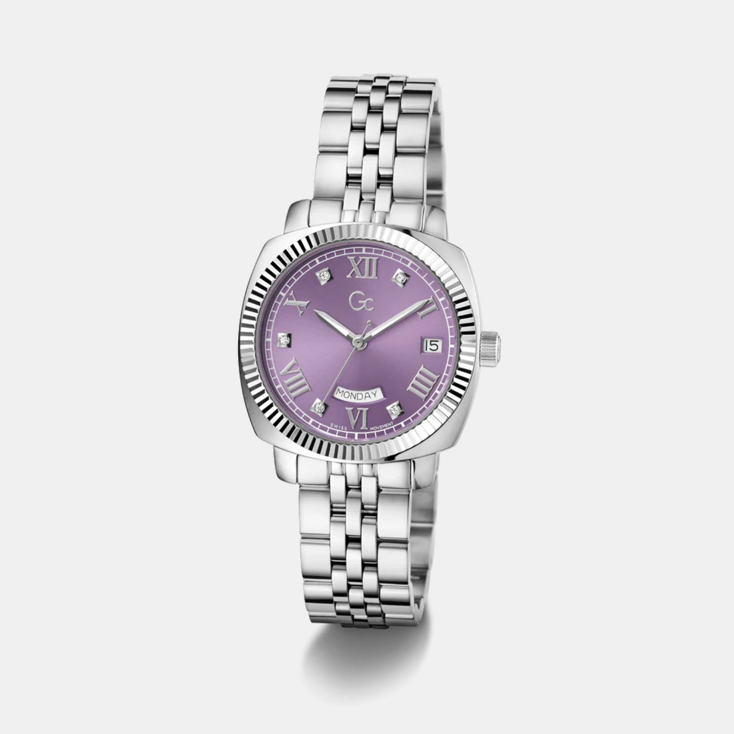 Dress Women Quartz Purple Dial Analog Stainless Steel Watch Z44005L3