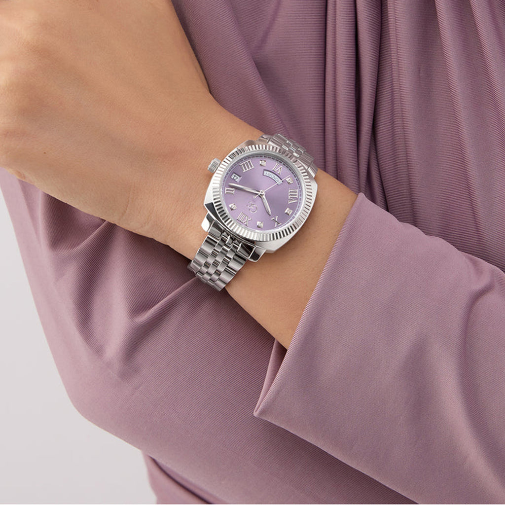 Gc Dress Women Quartz Purple Dial Analog Stainless Steel Watch Z44005L3