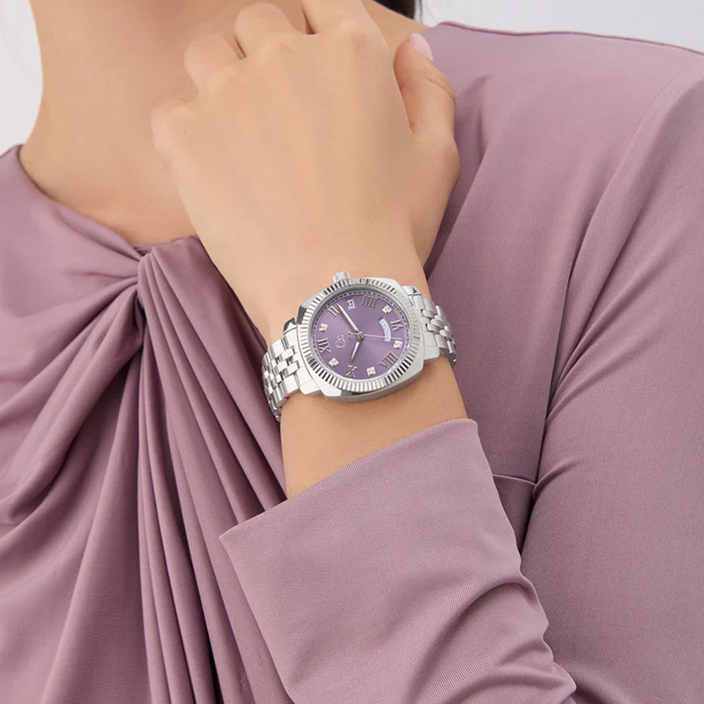 Gc Dress Women Quartz Purple Dial Analog Stainless Steel Watch Z44005L3