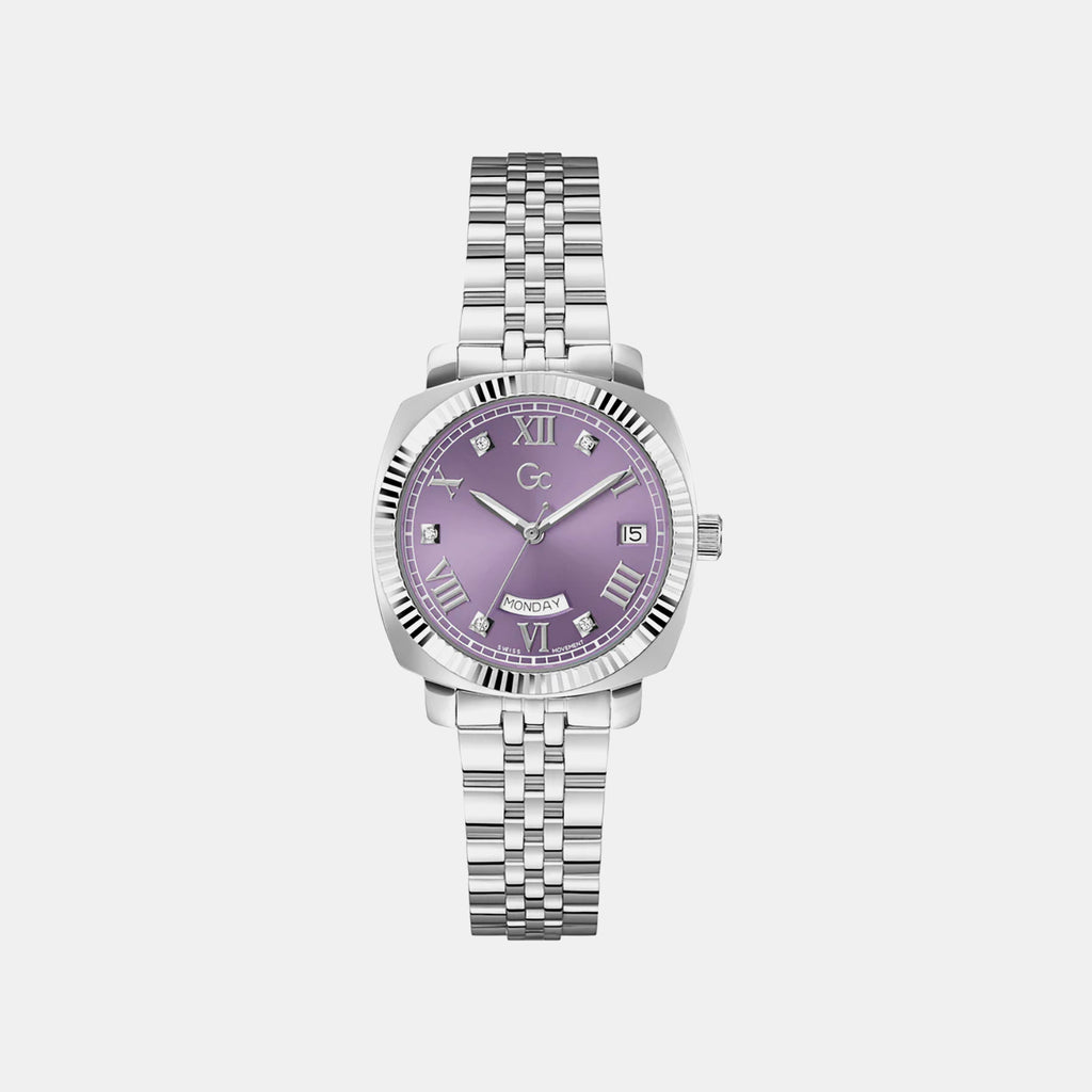 Gc Dress Women Quartz Purple Dial Analog Stainless Steel Watch Z44005L3