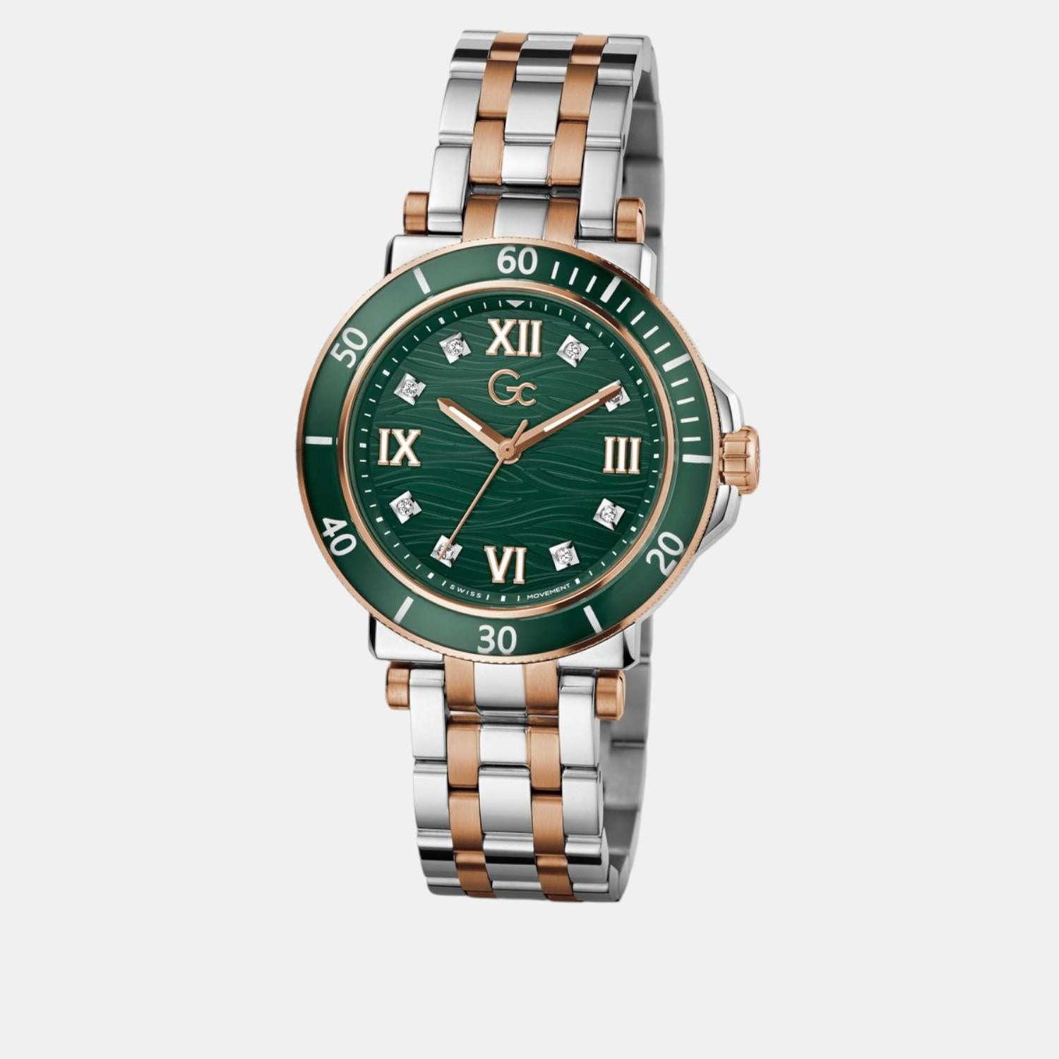 One Sport Lady Women Quartz Green Dial Analog Stainless Steel Watch Z45001L9MF