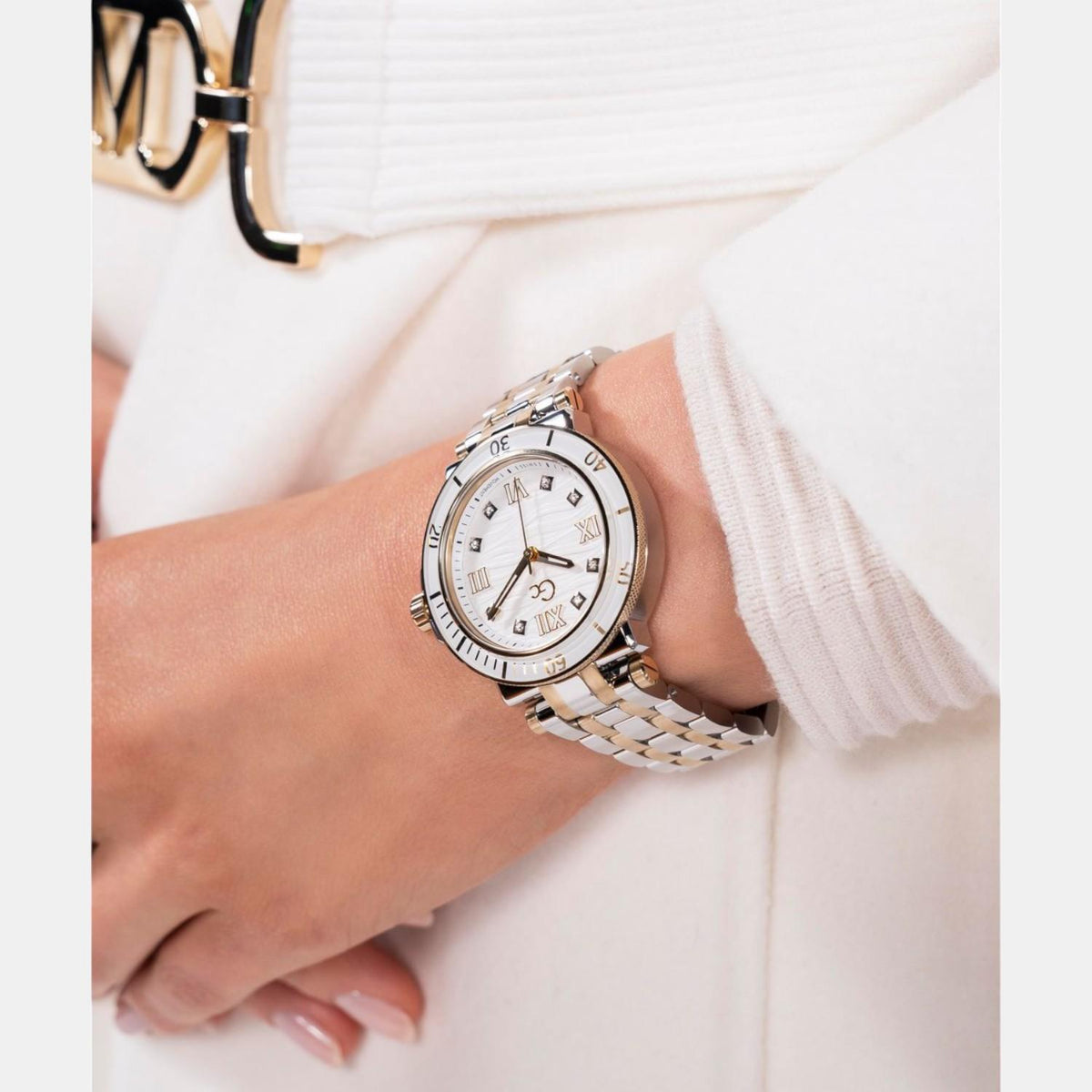 One Sport Women Quartz White Dial Analog Stainless Steel Watch Z45002L1MF