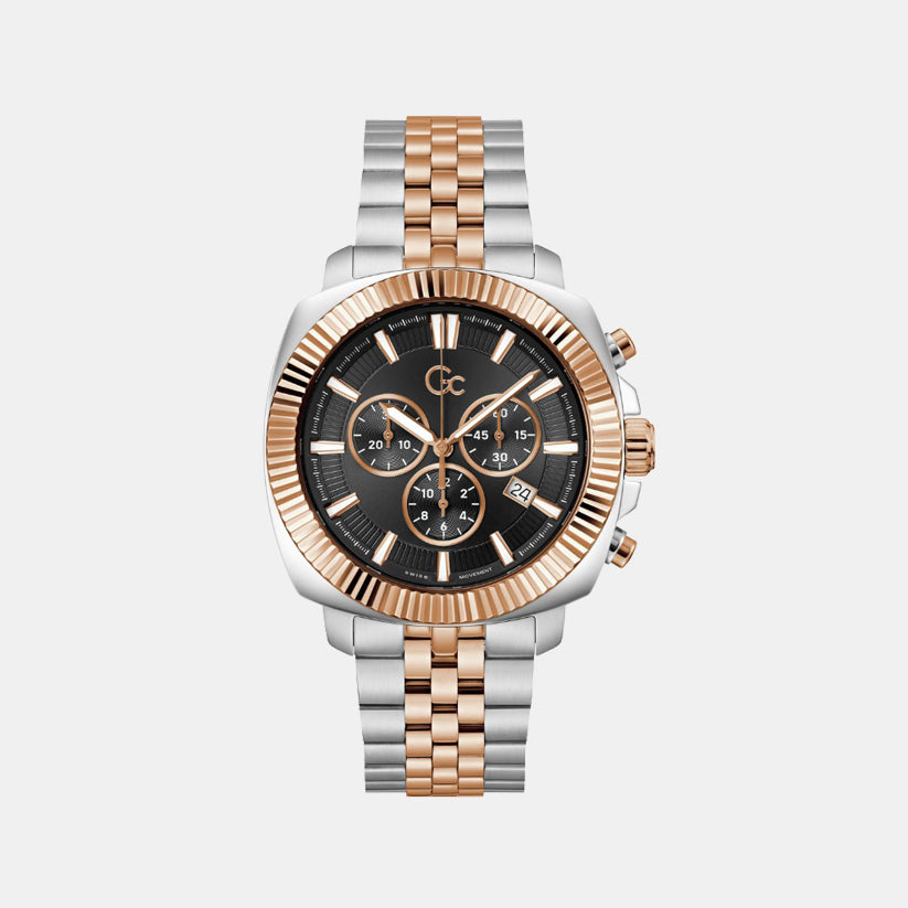 GC Round Black Chronograph watch
