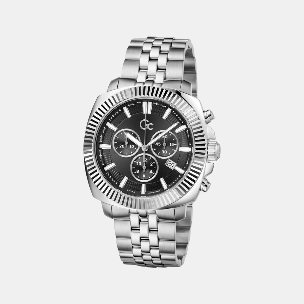Gc Dress Men Quartz Black Dial Chronograph Stainless Steel Watch Z46006G2