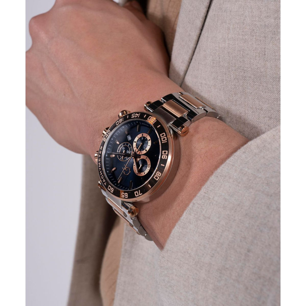 Dress Men Quartz Blue Dial Chronograph Stainless Steel Watch Z50002G7MF